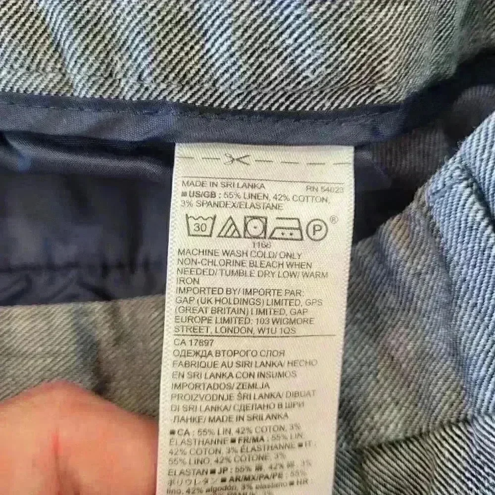 Banana Republic Avery Fit Women's Blue/White Twill Linen/Cotton/Spandex Pants